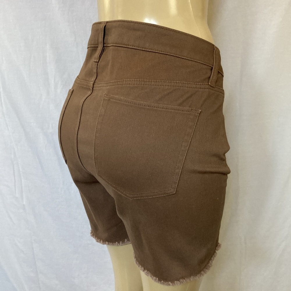 AVA & VIV Jeans MIDI Shorts Women’s Plus Size 18W Frayed Hem Brown Color NWOT